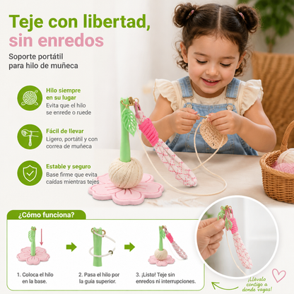 Soporte Portátil Para Hilo De Muñeca Con Correa Para Tejer Y Hacer Crochet