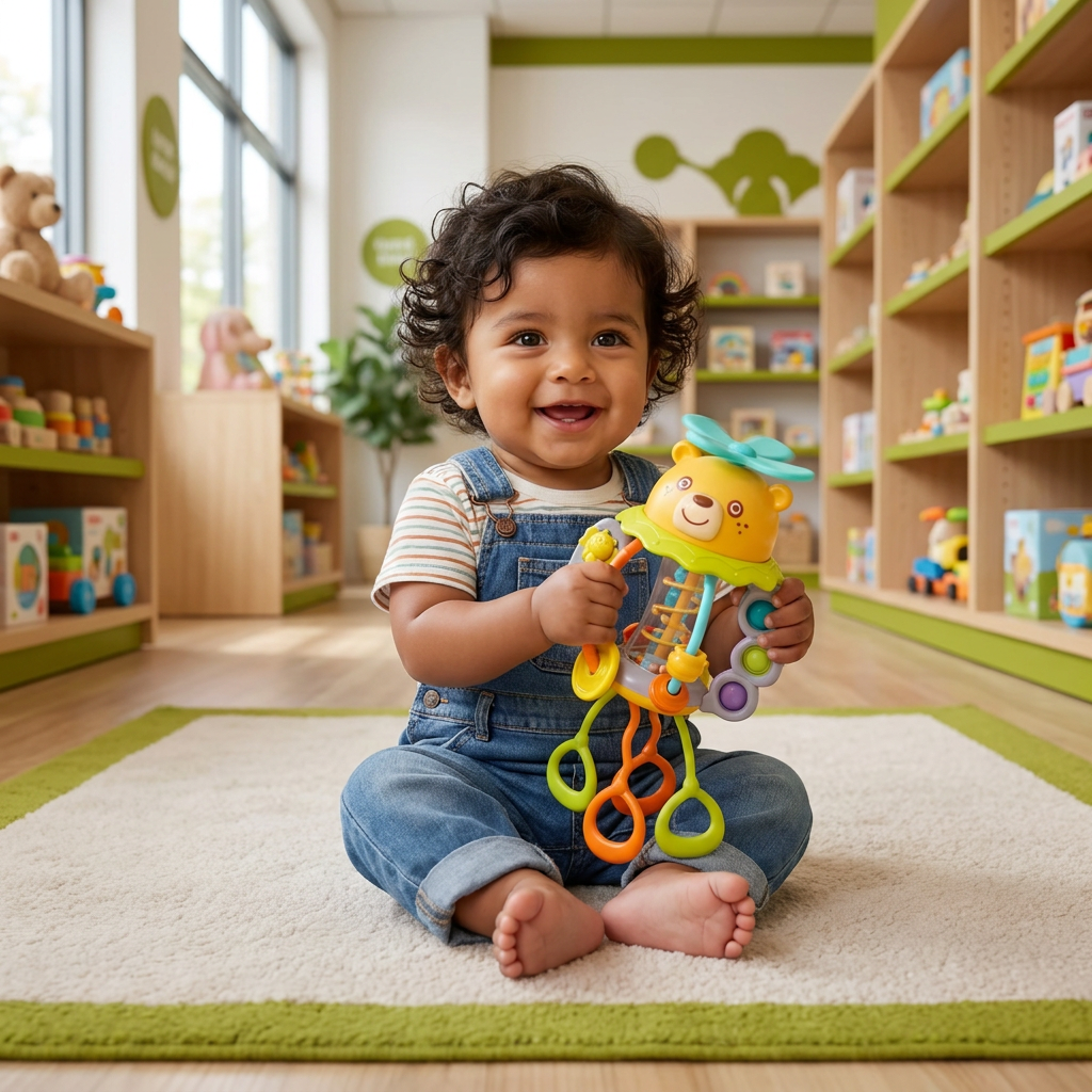 Juguete Educativo De Primera Infancia Con Sonajero Y Arrastre Daifa Huile Toys Para Bebés De 3 A 6 Meses En Adelante