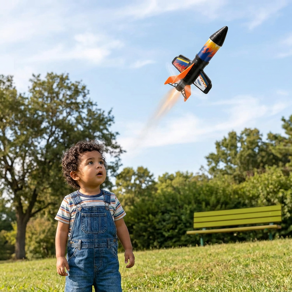 Lanzador De Cohete Infantil Con Paracaídas – Cohete De Juguete Motorizado Para Aventuras Al Aire Libre
