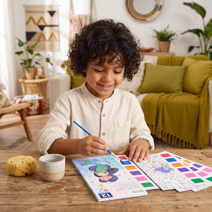 Libro de acuarelas todo en uno con pinturas y pincel integrados