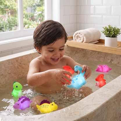Juguete de dinosaurios luminosos para el baño