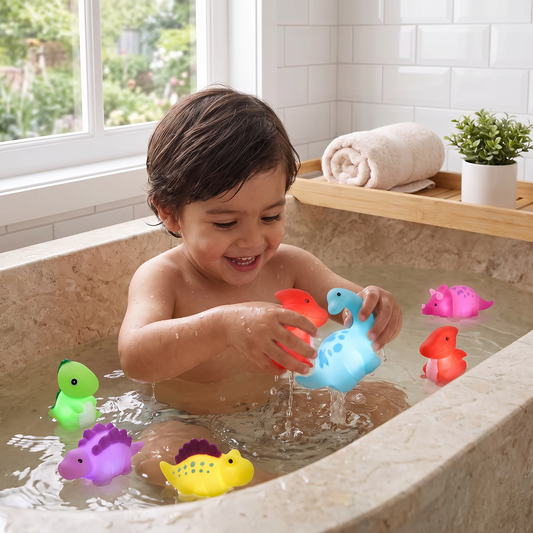 Juguete de dinosaurios luminosos para el baño