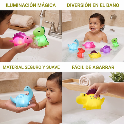 Juguete de dinosaurios luminosos para el baño