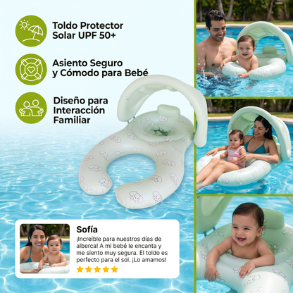 Flotador Inflable para Mamá o Papá y Bebé con Toldo Protector Solar