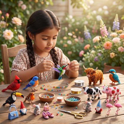 Set de Manualidades de Animales con Cuentas 3D – Kit DIY de Mini Arte con Cuentas para Principiantes