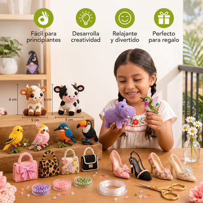 Set de Manualidades de Animales con Cuentas 3D – Kit DIY de Mini Arte con Cuentas para Principiantes