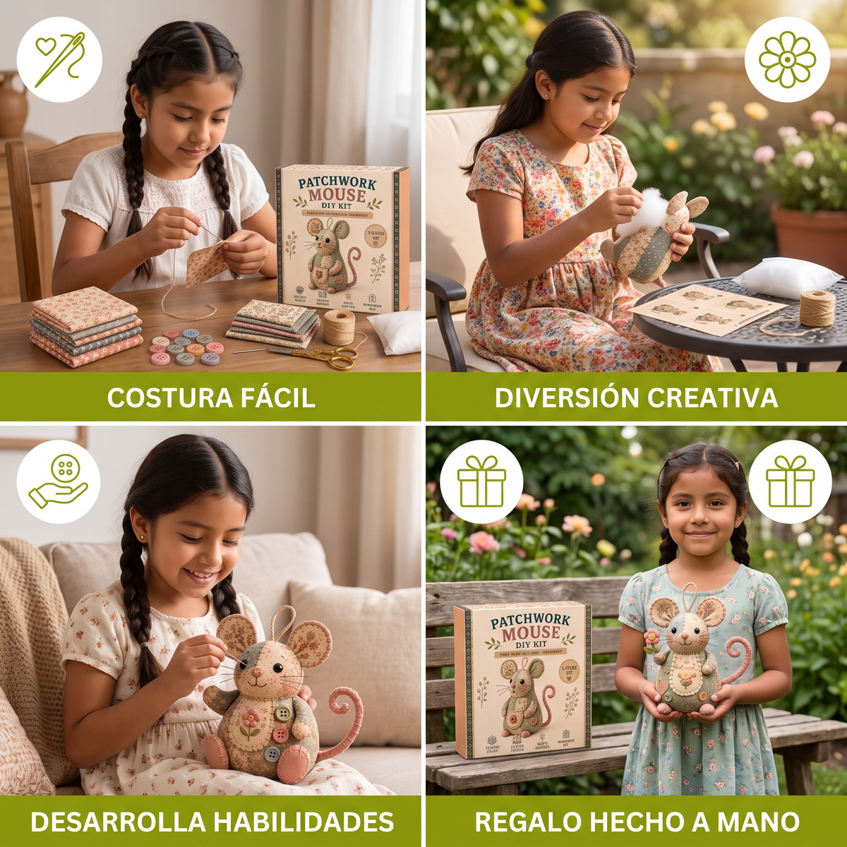 Kit de Costura DIY para Animales – Set de Manualidades para Crear Adornos de Tela Hechos a Mano
