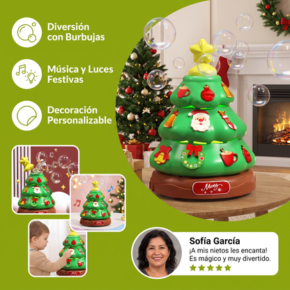 Árbol de Navidad musical con burbujas de jabón y pegatinas decorativas