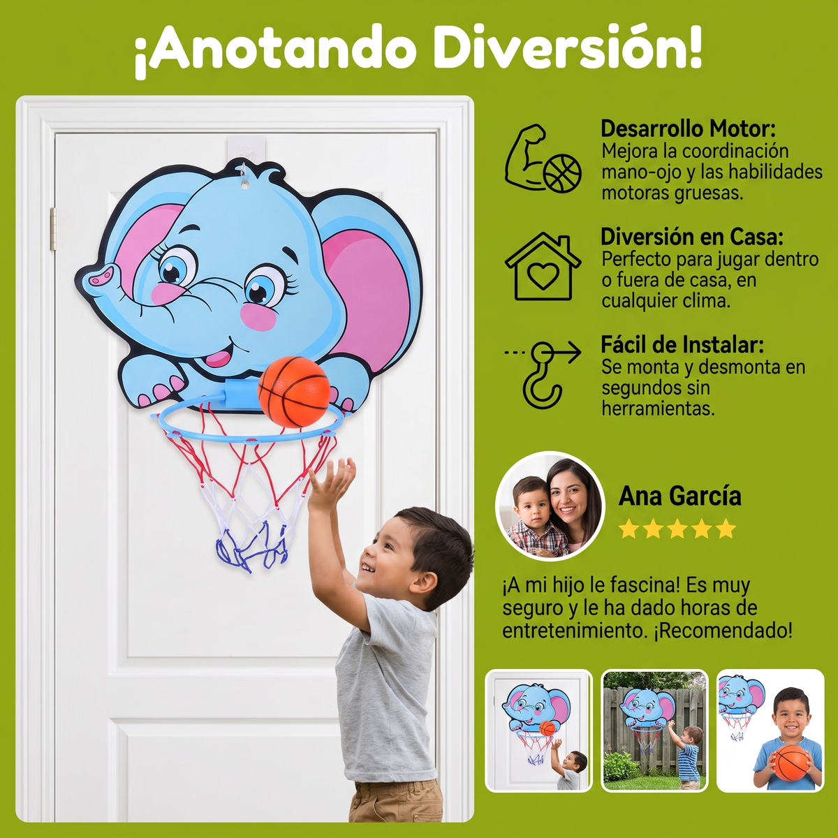 Set de baloncesto infantil con lindos animales