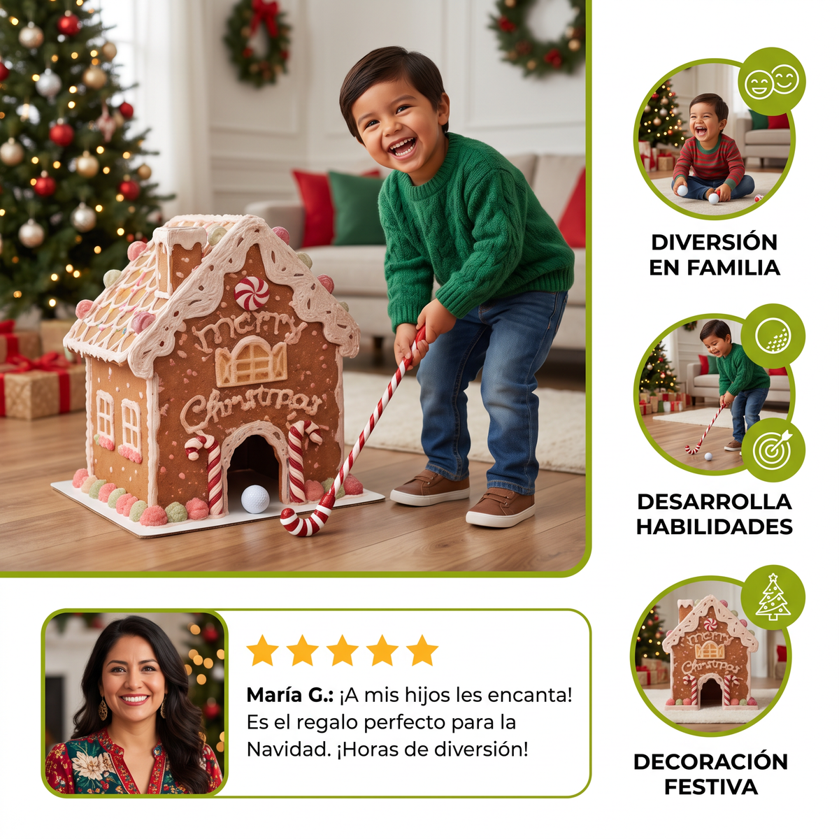 Juguete navideño de golf de pan de jengibre