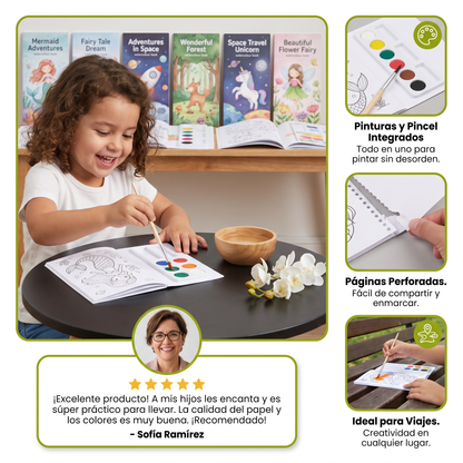Libro de acuarelas todo en uno con pinturas y pincel integrados