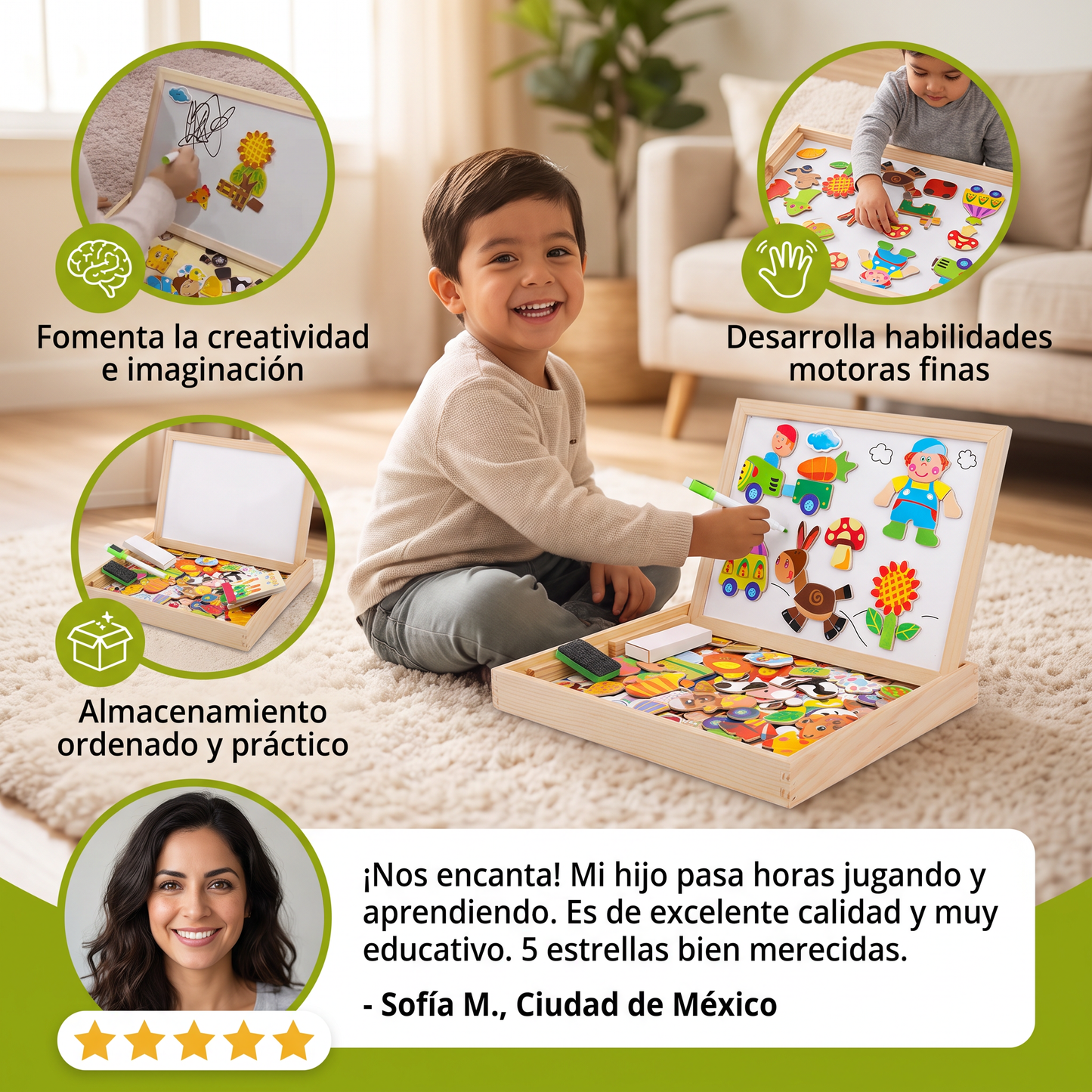Pizarra de dibujo Montessori 2 en 1