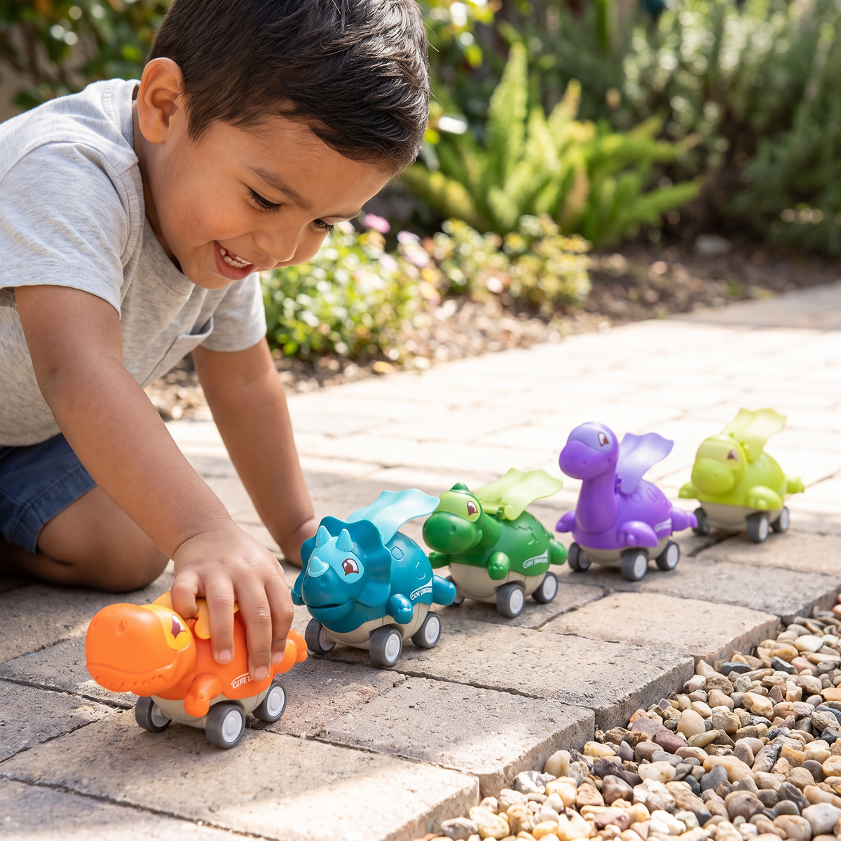 Autos Dinosaurio Press & Go – Carritos de Juguete de Dinosaurios que Avanzan para Niños