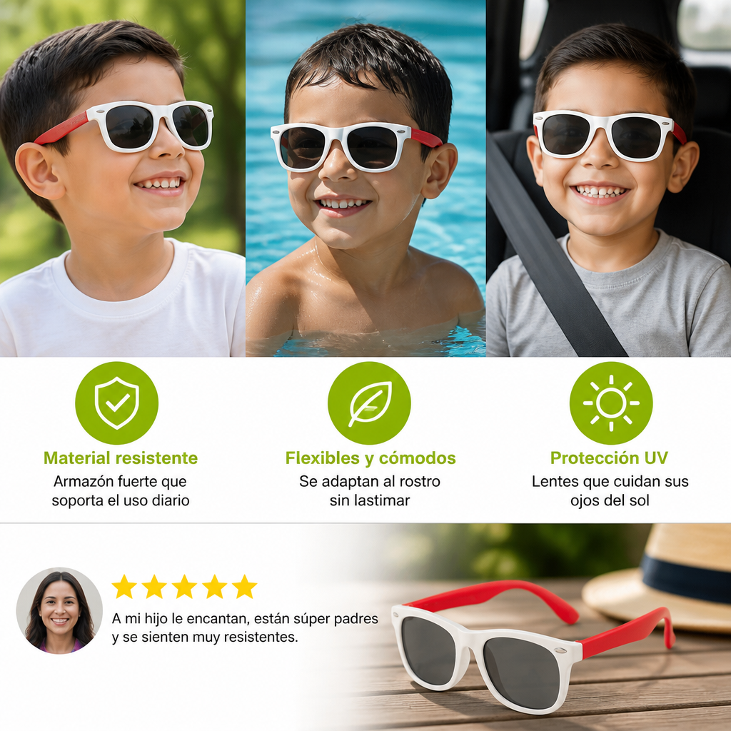 Lentes de Sol Flexibles para Niños con Armazón Resistente