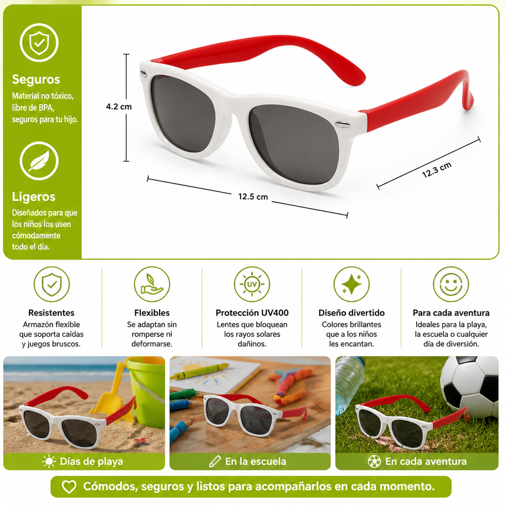 Lentes de Sol Flexibles para Niños con Armazón Resistente