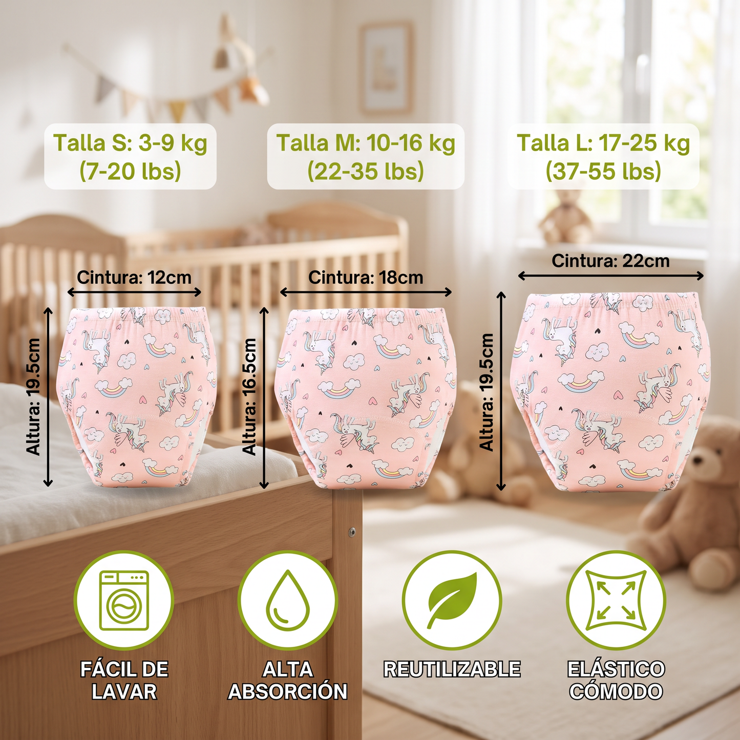 Pañales de entrenamiento reutilizables – ¡Facilita el entrenamiento para ir al baño!