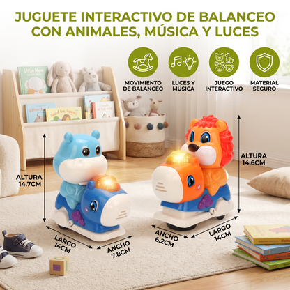 Juguete interactivo de balanceo con animales, música y luces