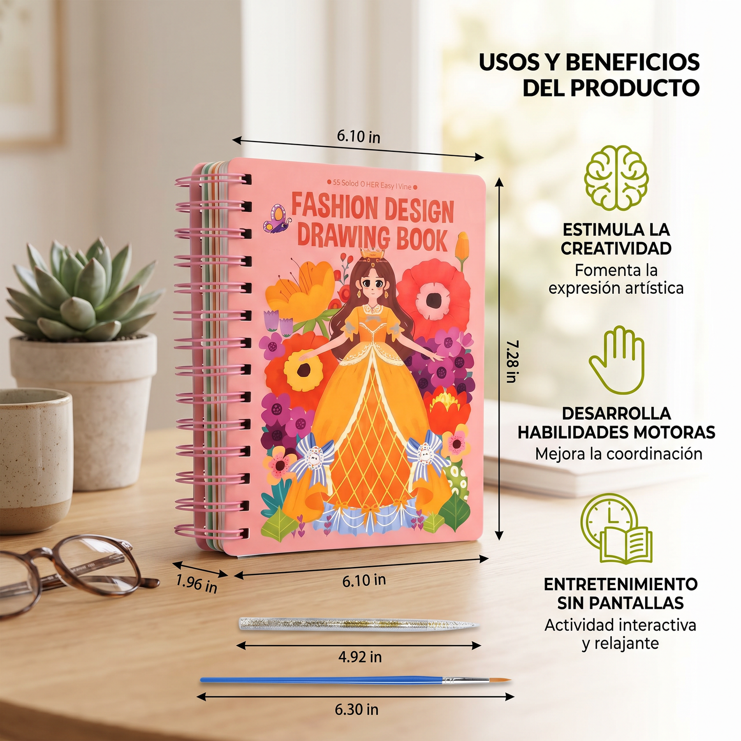 Cuaderno de pegatinas y diseño de vestidos de princesa