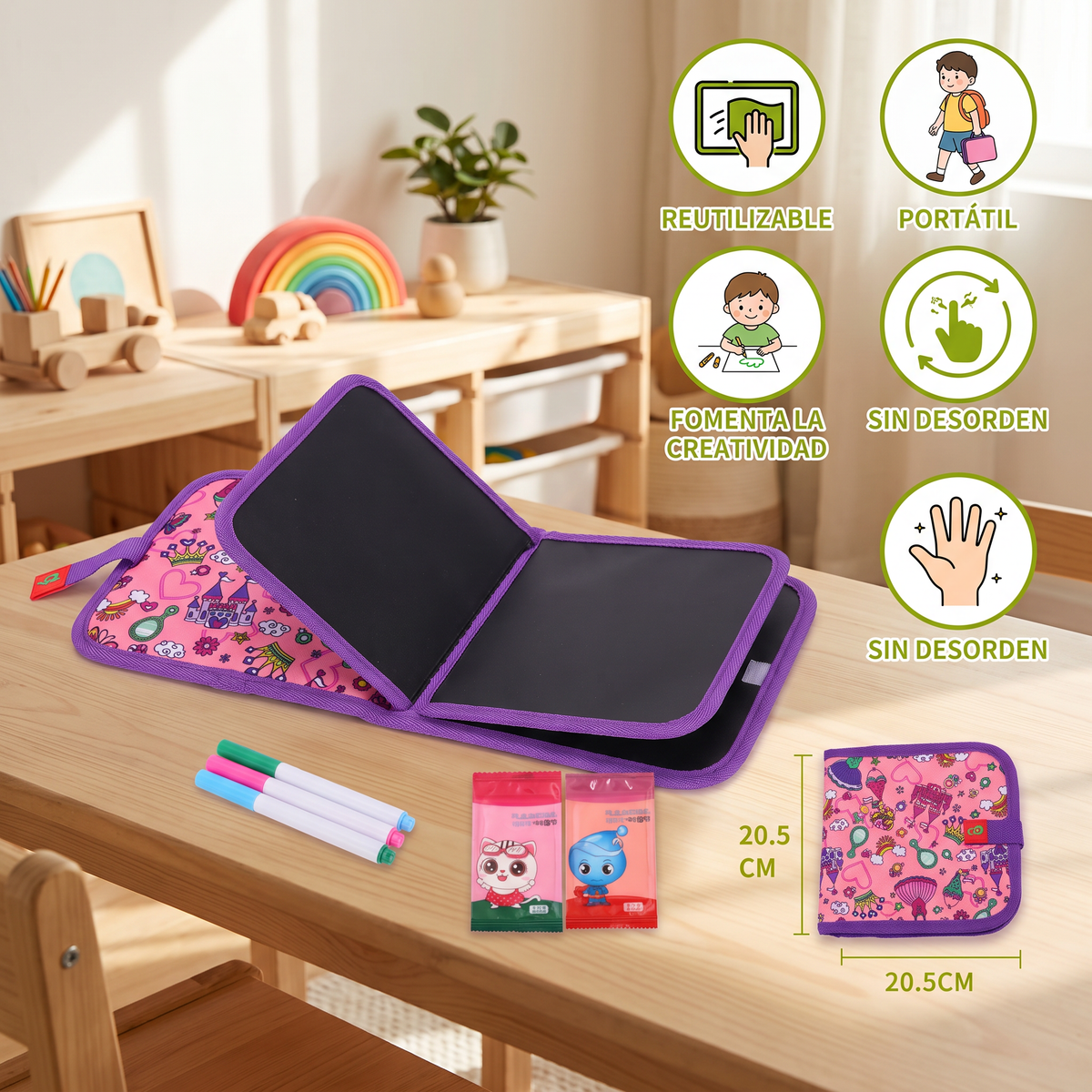 Libro de colorear portátil reutilizable para niños