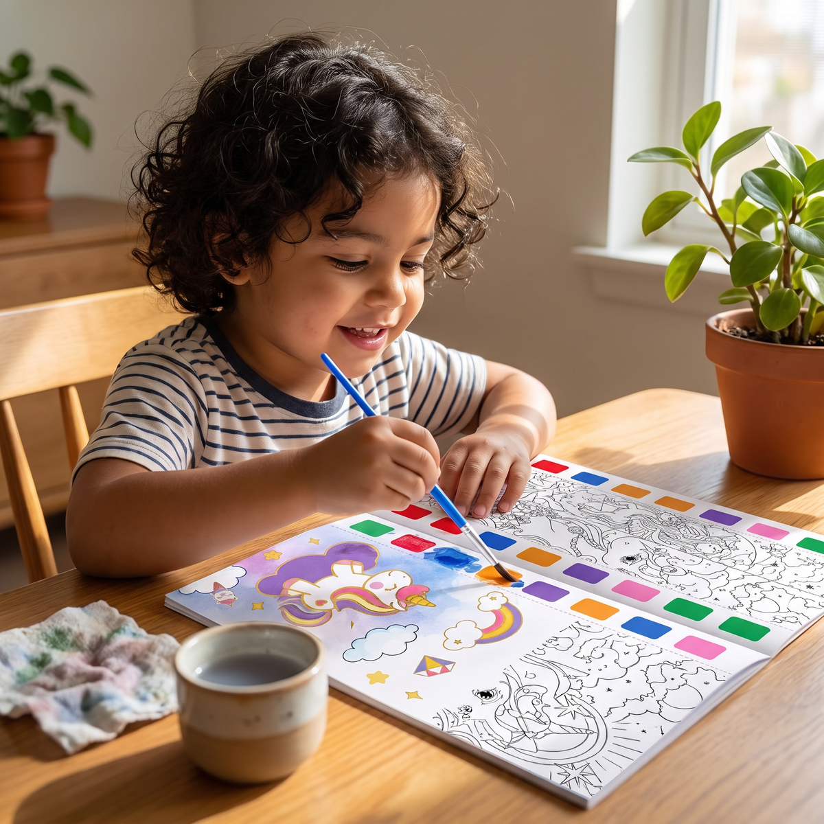 Libro de acuarelas todo en uno con pinturas y pincel integrados