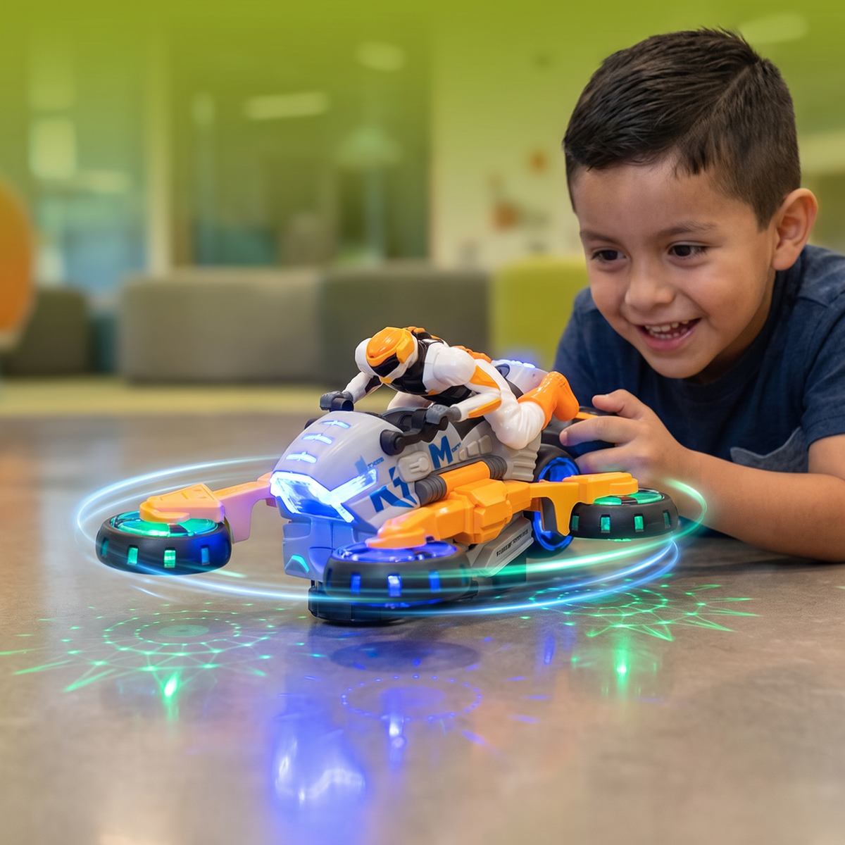 Motocicleta de Acrobacias Transformable para Niños con Función de Giro de 360 Grados