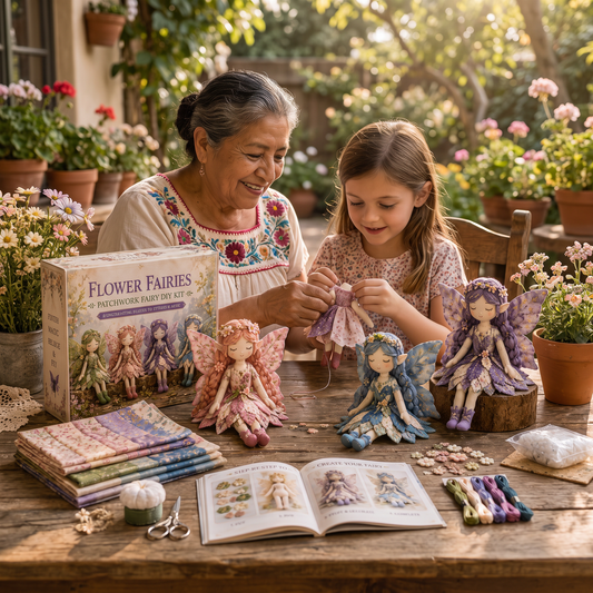 Set de Costura de Hadas para Niñas – Crea Encantadoras Muñecas de Hadas con Tela, Accesorios e Instrucciones